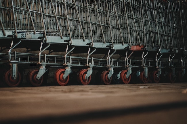 Row of supermarket carts